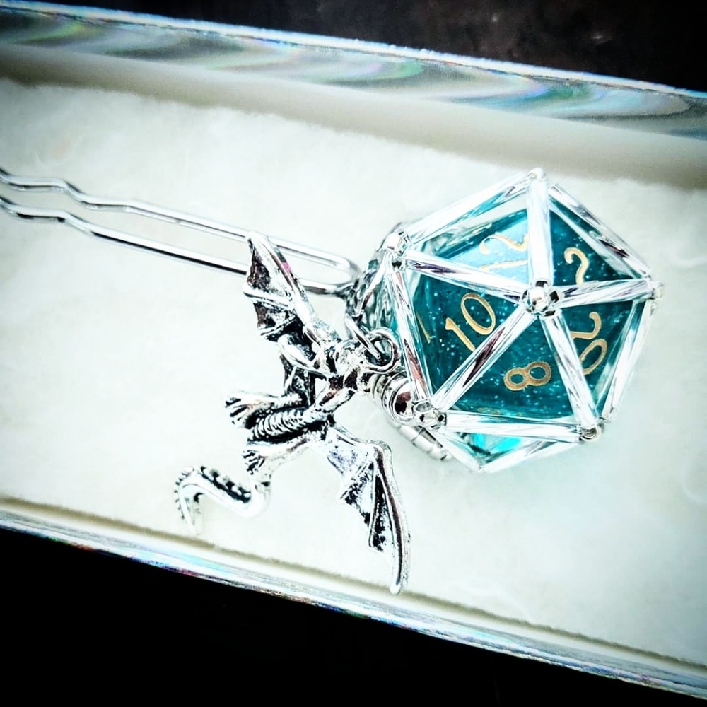 Dungeons and Dragons D20 hairpin